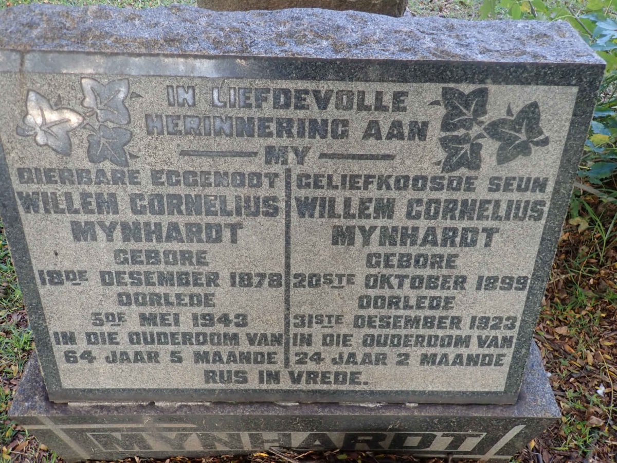 MYNHARDT Willem Cornelius 1878-1943 :: MYNHARDT Willem Cornelius 1899-1923