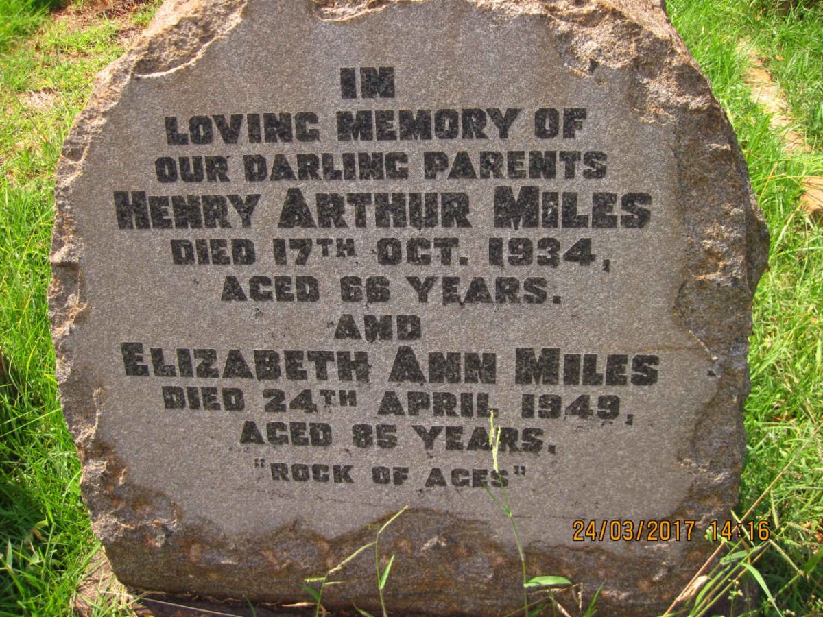 MILES Henry Arthur -1934 &amp; Elizabeth Ann -1949