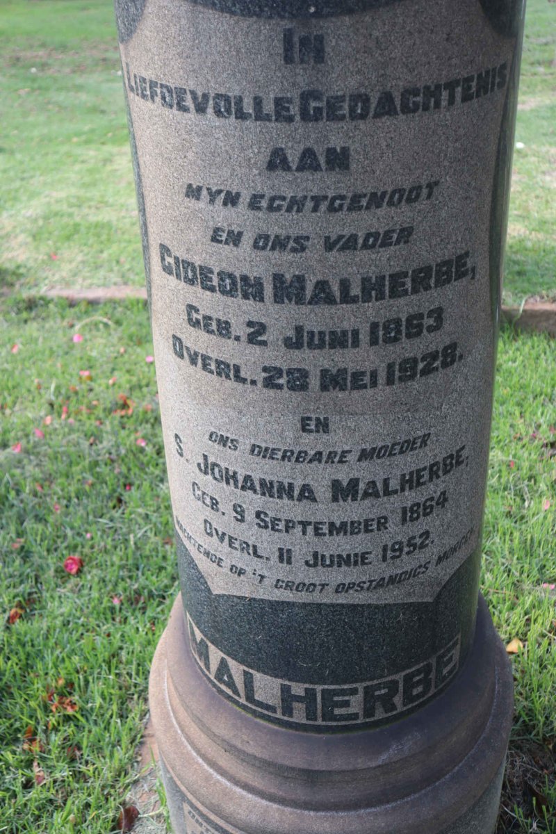 MALHERBE Gideon 1863-1928 &amp; S. Johanna 1864-1952