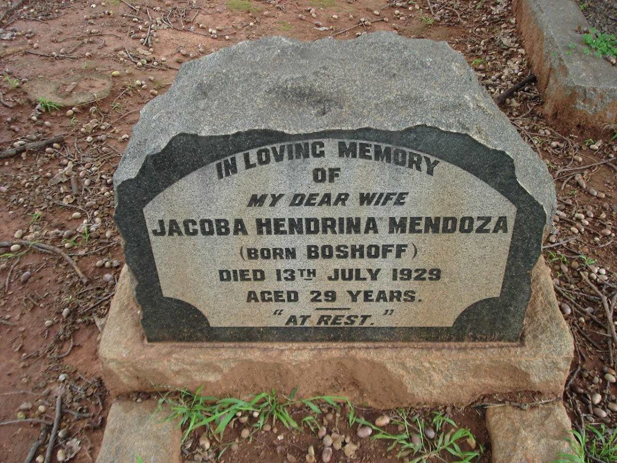 MENDOZA Jacoba Hendrina nee BOSHOFF -1929