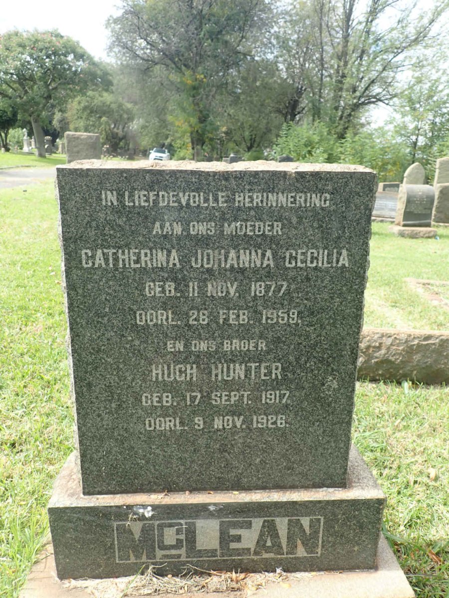 MCLEAN Catherina Johanna Cecilia 1877-1959 :: MCLEAN Hugh Hunter 1917-1926