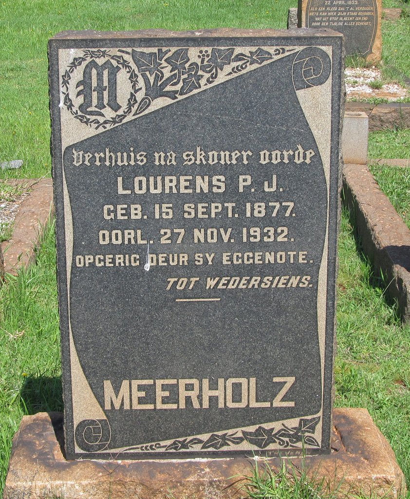 MEERHOLZ Lourens P.J. 1877-1932