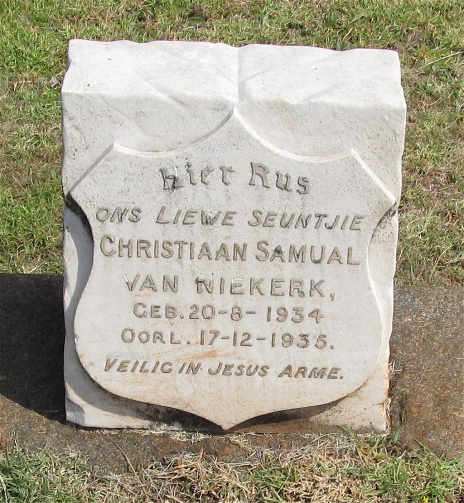 NIEKERK Christiaan Samual, van 1934-1935