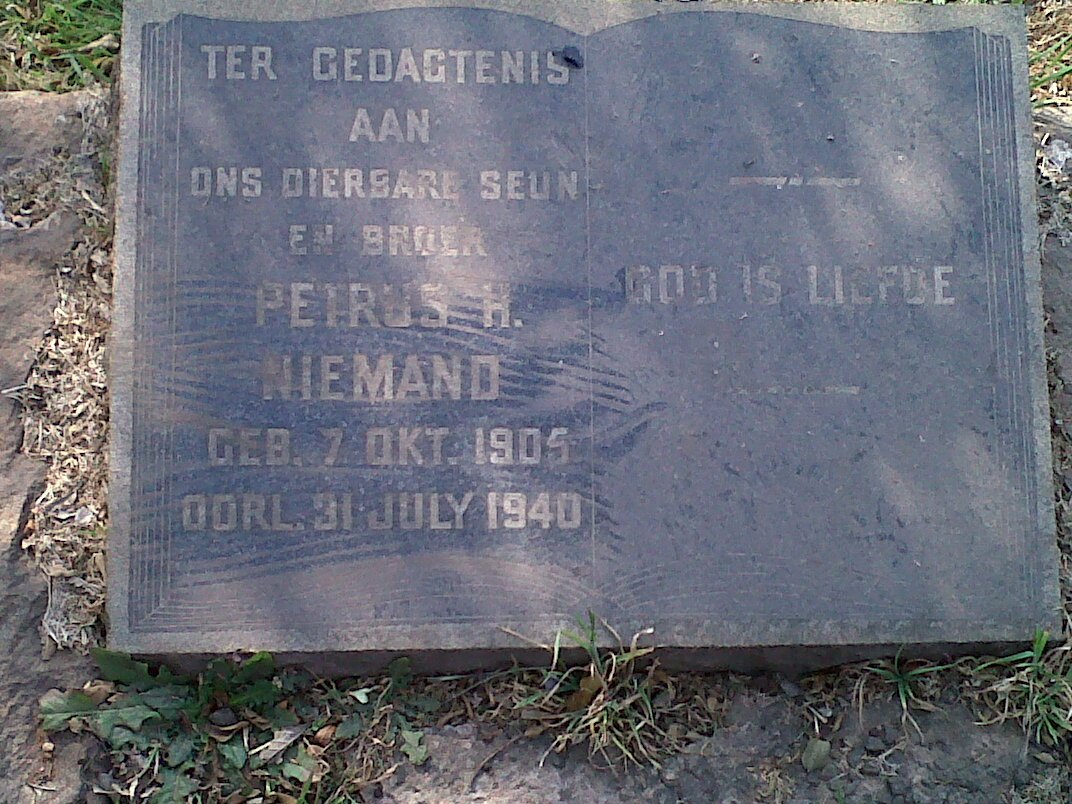 NIEMAND Petrus H. 1905-1940