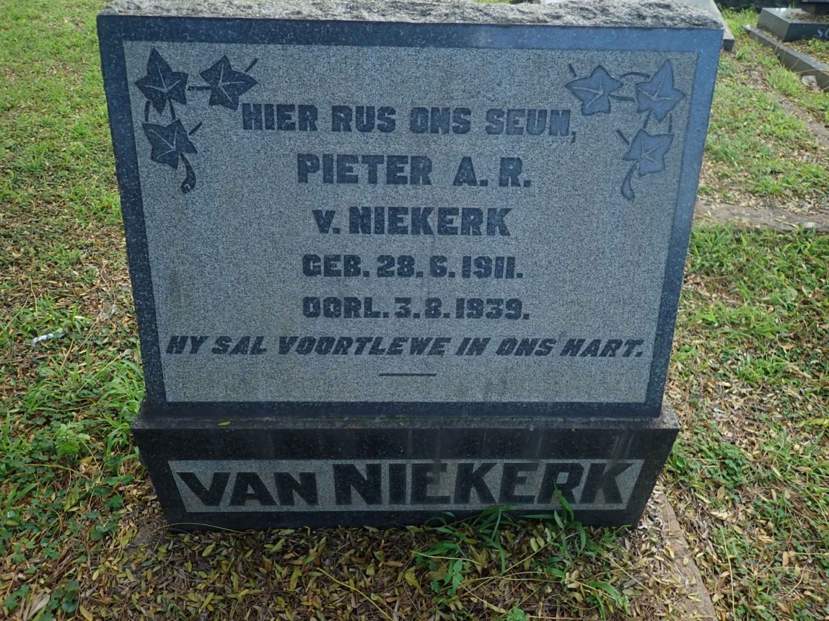 NIEKERK Pieter A.R., van 1911-1939
