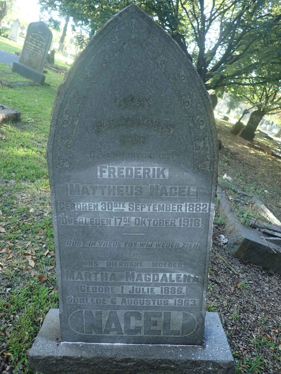 NAGEL Frederik Mattheus 1882-1918 &amp; Martha Magdalena 1886-1963