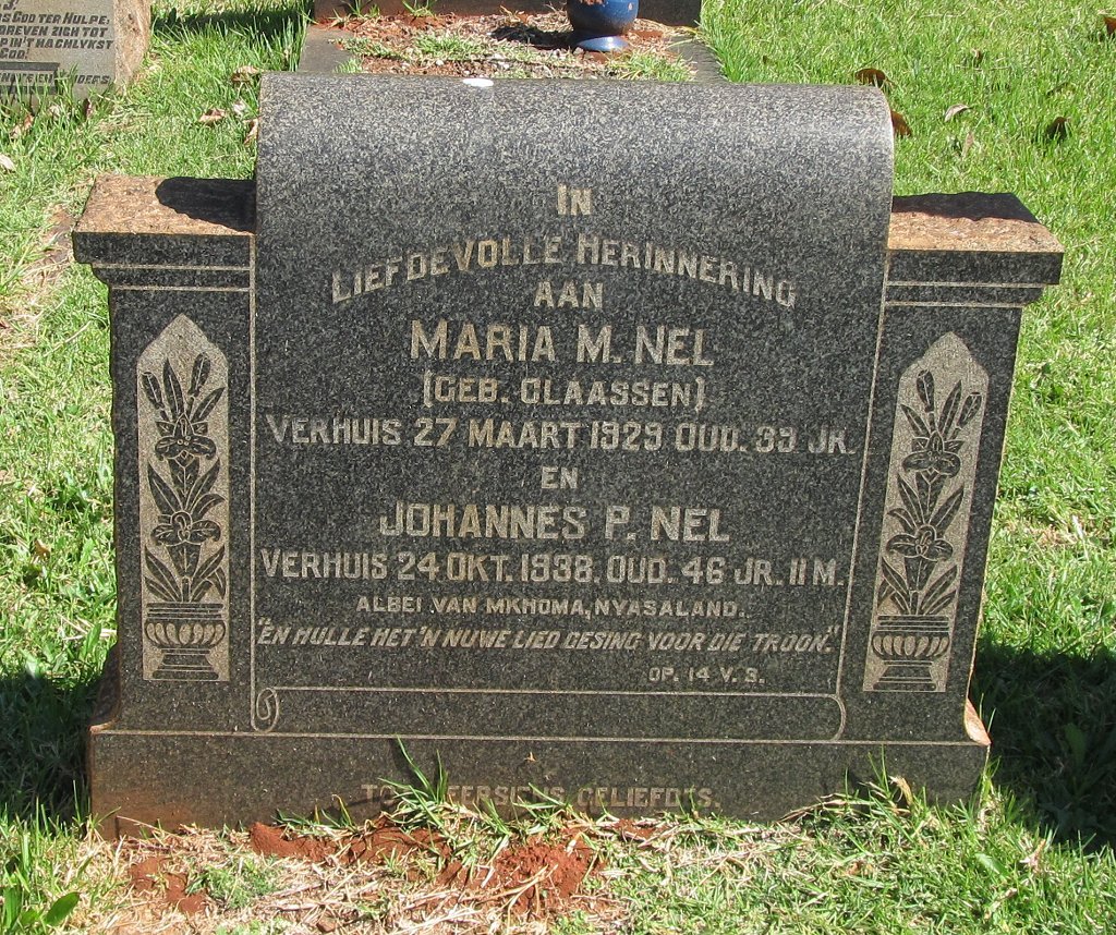 NEL Johannes P. -1938 &amp; Maria M. CLAASSEN -1929