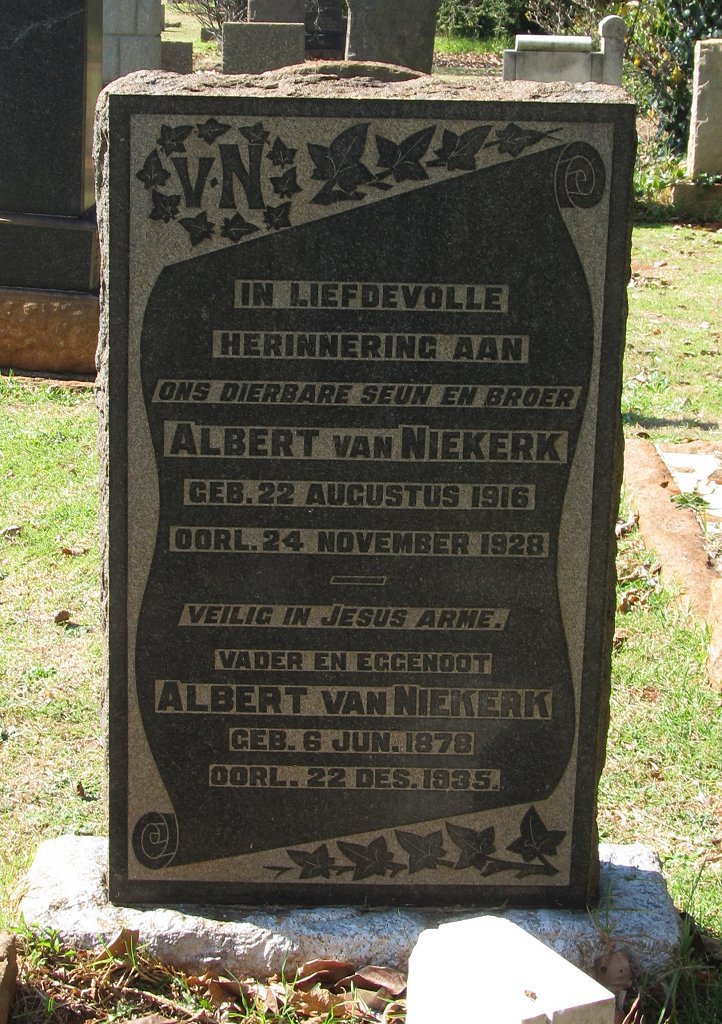 NIEKERK Albert, van 1878-1935 :: Albert 1916-1928