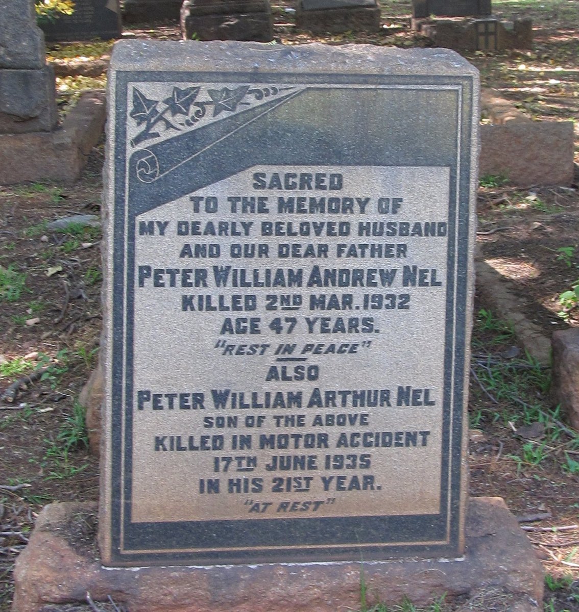 NEL Peter William Andrew  -1932 :: NEL Peter William Arthur -1935