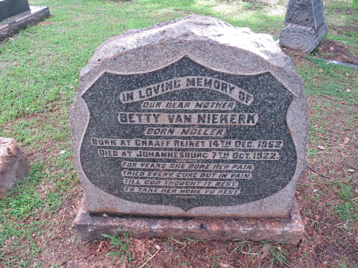 NIEKERK Betty, van nee MOLLER 1862-1922