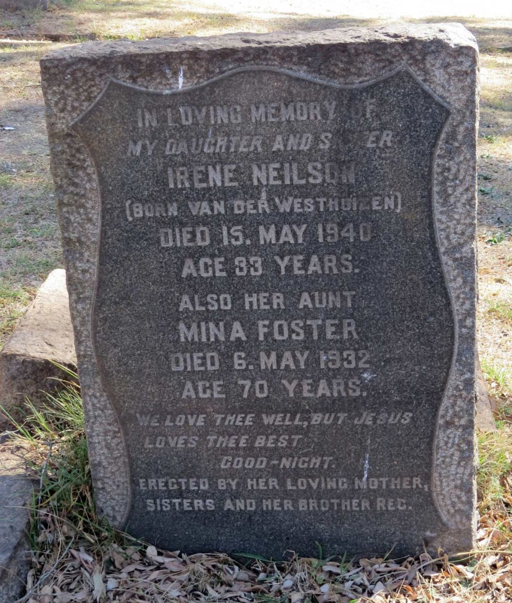 NEILSON Irene nee VAN DER WESTHUIZEN -1940 :: FOSTER Mina -1932