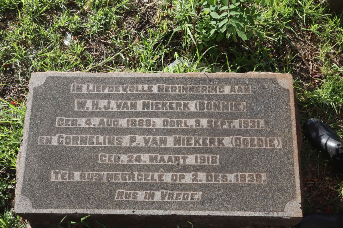 NIEKERK W.H.J., van 1888-1931 :: VAN NIEKERK Cornelius P. 1918-1938