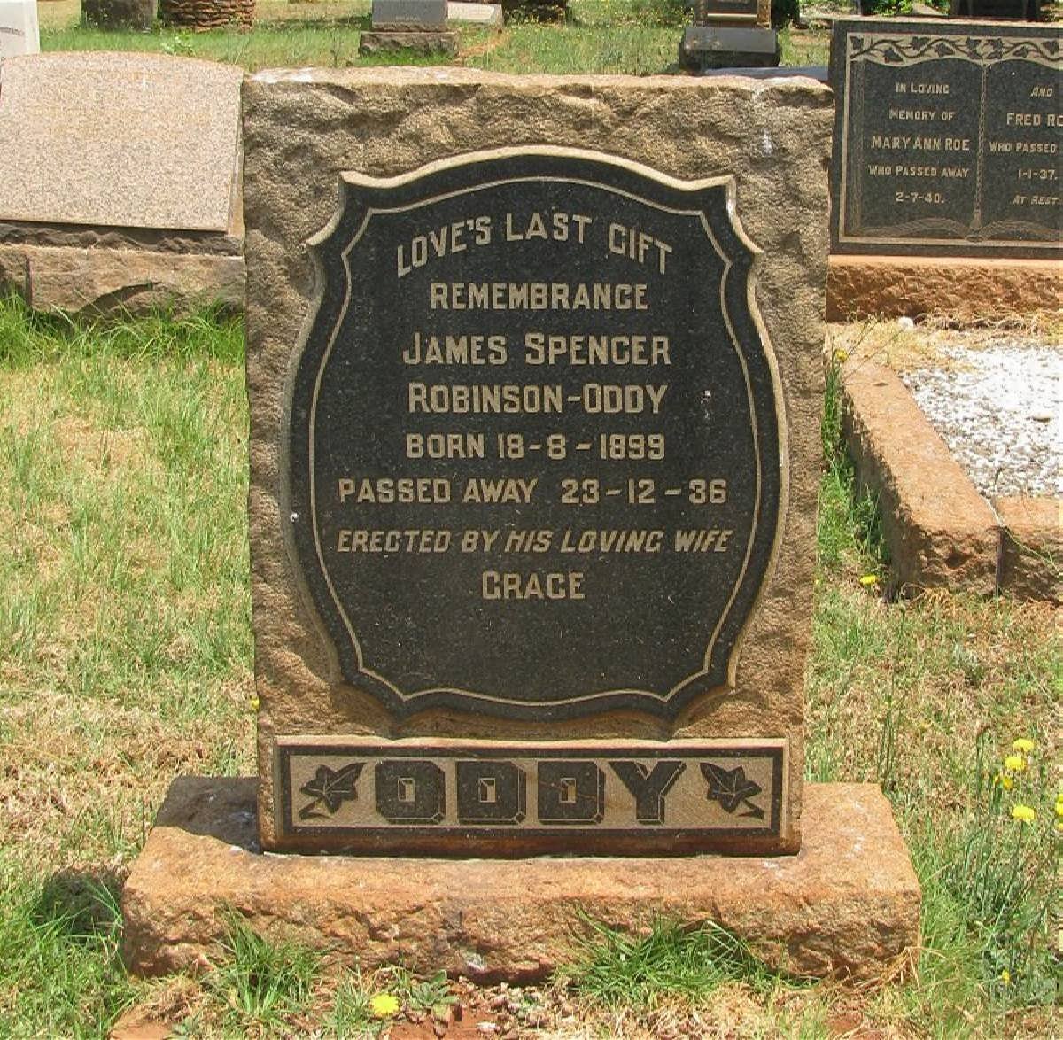 ODDY James Spencer, ROBINSON 1899-1936