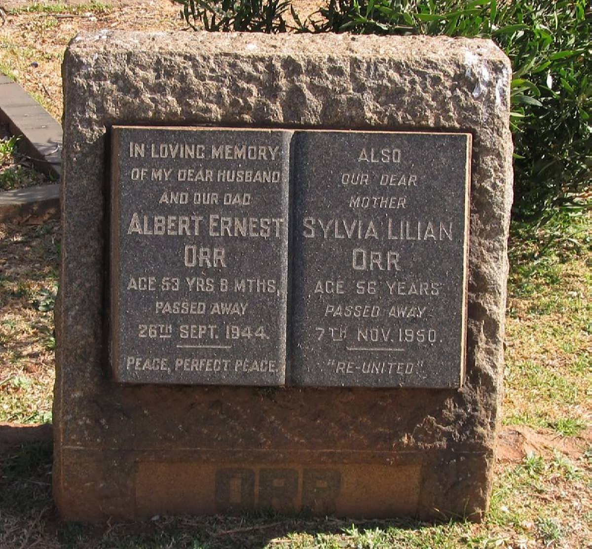 ORR Albert Ernest -1944 &amp; Sylvia Lilian -1950