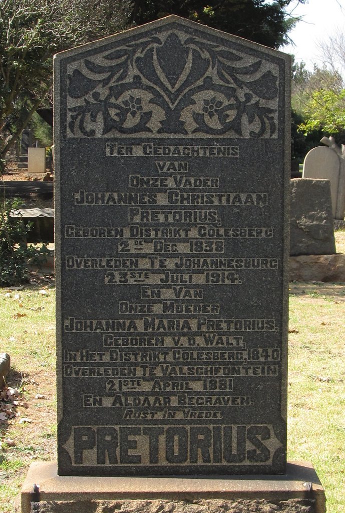 PRETORIUS Johannes Christiaan 1838-1914 &amp; Johanna Maria VAN DER WALT 1840-1881