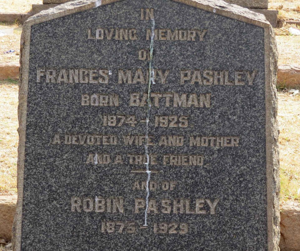 PASHLEY Robin 1875-1929 &amp; Frances Mary BATTMAN 1874-1925