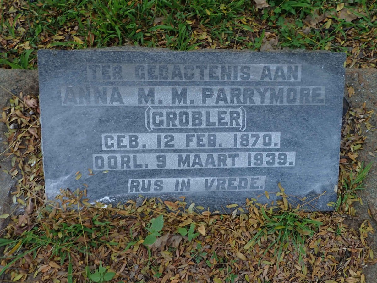 PARRYMORE Anna M.M. nee GROBLER 1870-1939