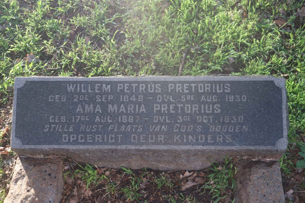 PRETORIUS Willem Petrus 1848-1930 &amp; Ama Maria 1867-1930