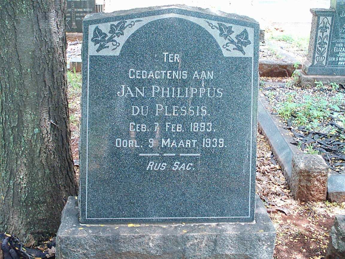 PLESSIS Jan Philippus, du 1893-1939