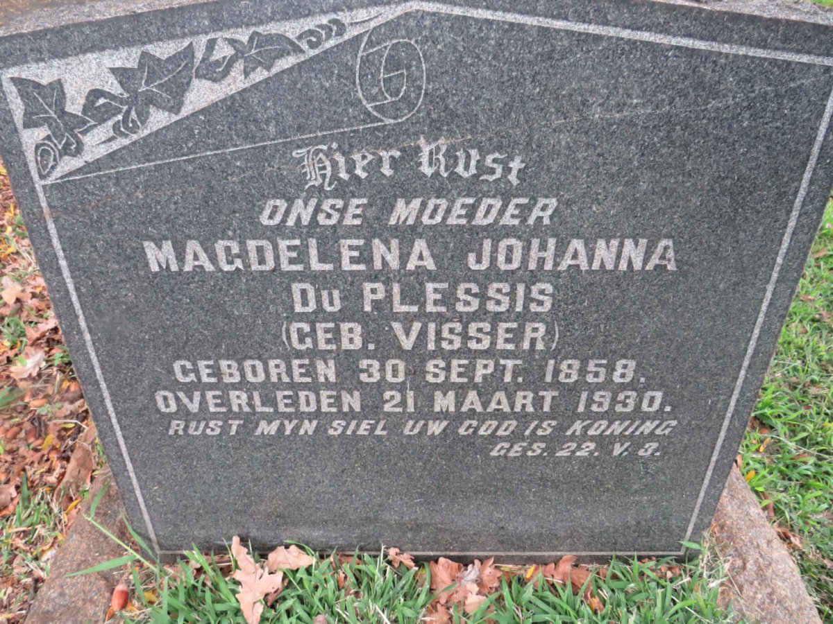 PLESSIS Magdelena Johanna, du nee VISSER 1858-1930