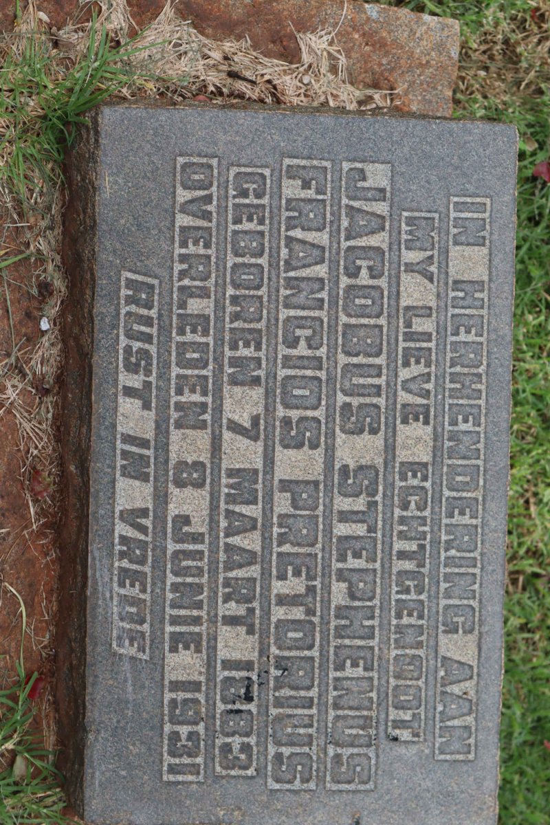 PRETORIUS Jacobus Stephenus Francios 1883-1931