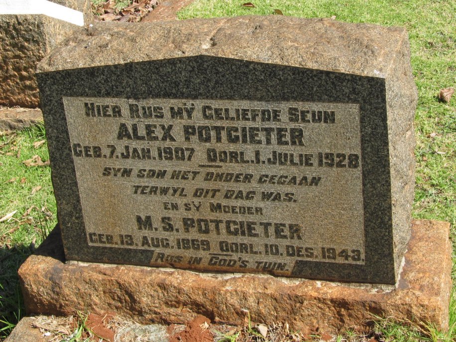 POTGIETER M.S. 1869-1943 :: POTGIETER Alex 1907-1928
