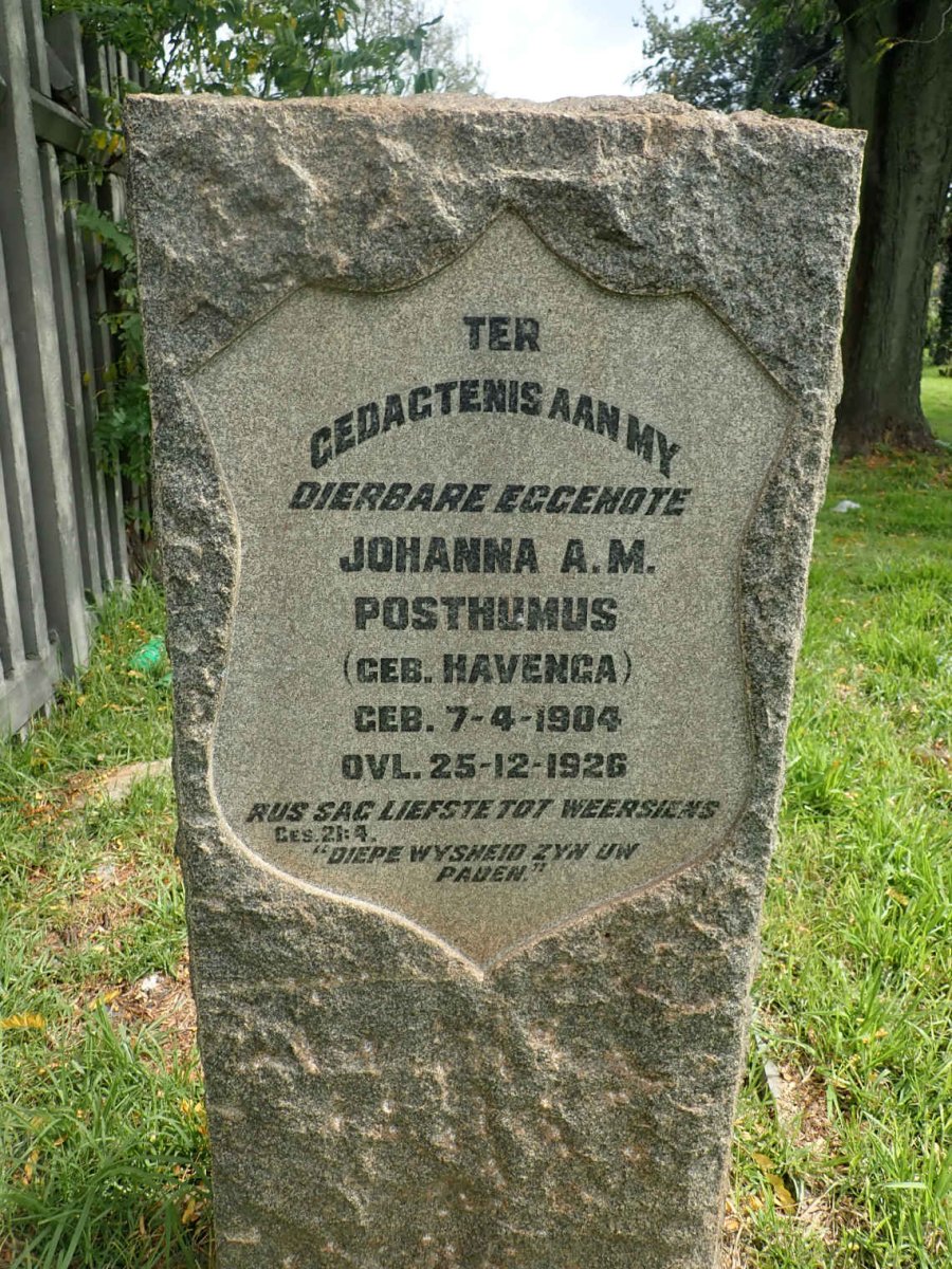 POSTHUMUS Johanna A.M. nee HAVENGA 1904-1926