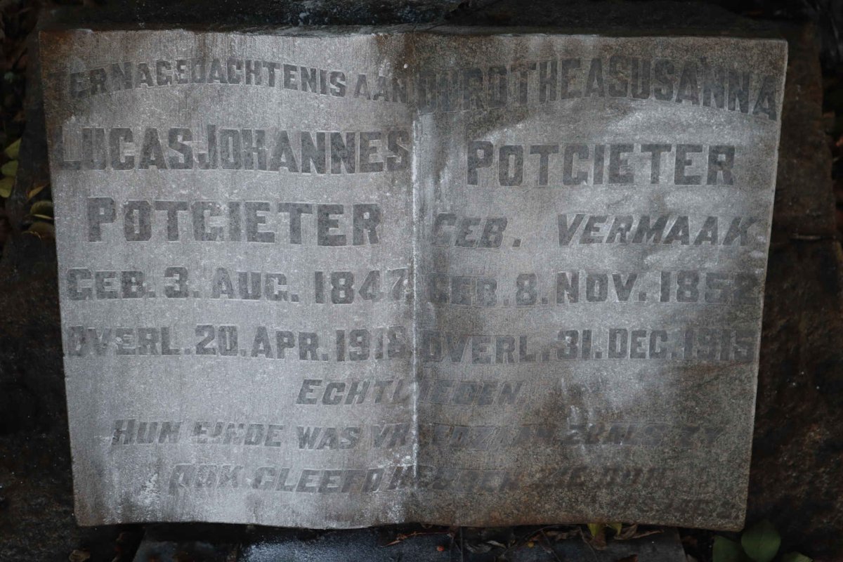 POTGIETER Lucas Johannes 1847-1916 &amp; Dorothea Susanna VERMAAK 1852-1915