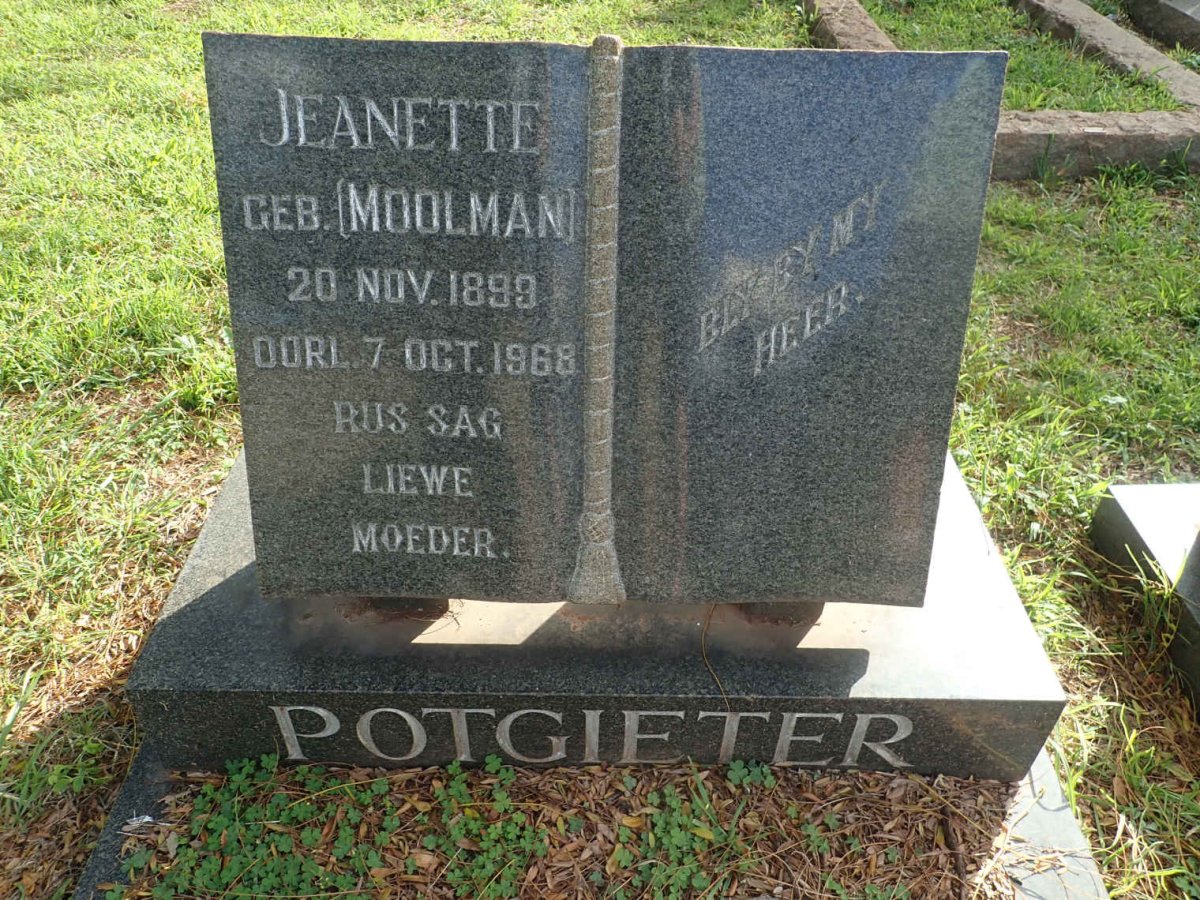 POTGIETER Jeanette nee MOOLMAN 1899-1968