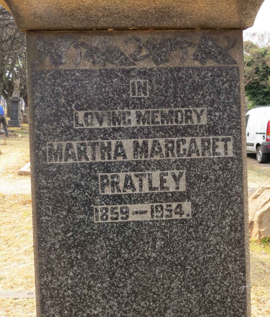 PRATLEY George -1926 &amp; Martha Margaret 1859-1954