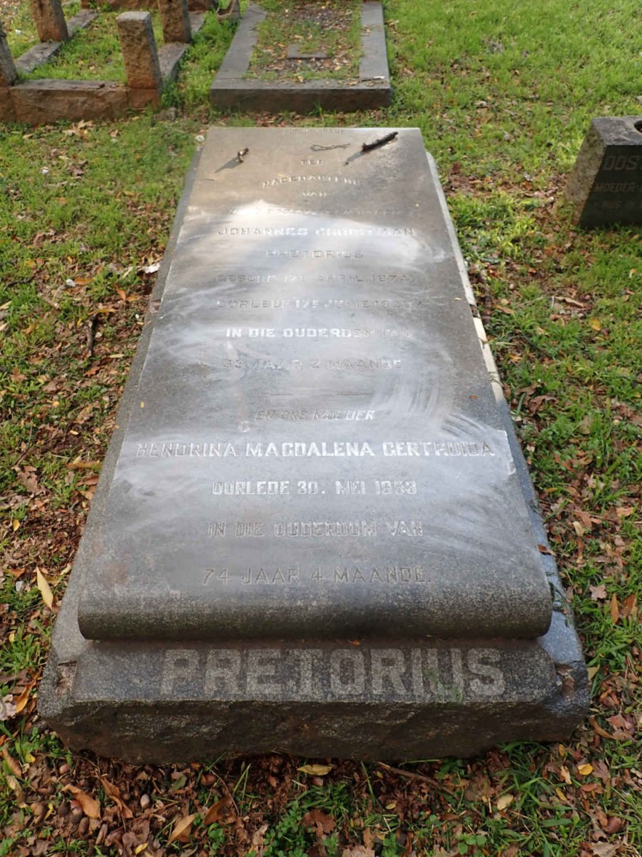 PRETORIUS Johannes Christiaan 1874-1929 &amp; Hendrina Magdalena Gertruida -1953