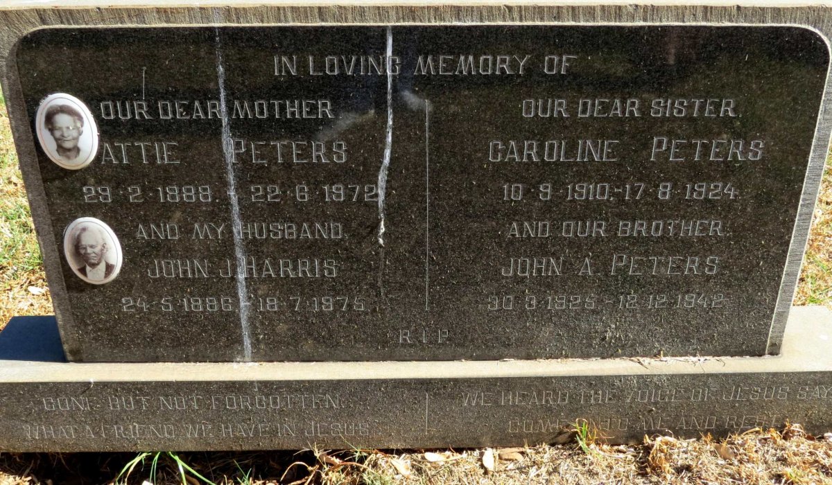 PETERS Attie 1888-1972 :: HARRIS John J. 1886-1975 :: PETERS Caroline 1910-1924 :: PETERS John A. 1925-1942