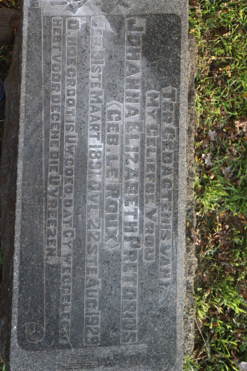 PRETORIUS Johanna Elizabeth nee Le ROUX 1891-1929