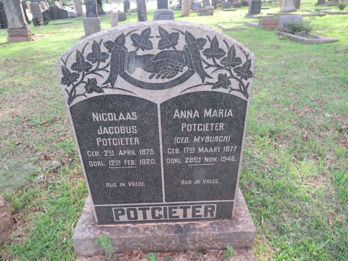 POTGIETER Nicolaas Jacobus 1875-1920 &amp; Anna Maria MYBURGH 1877-1946