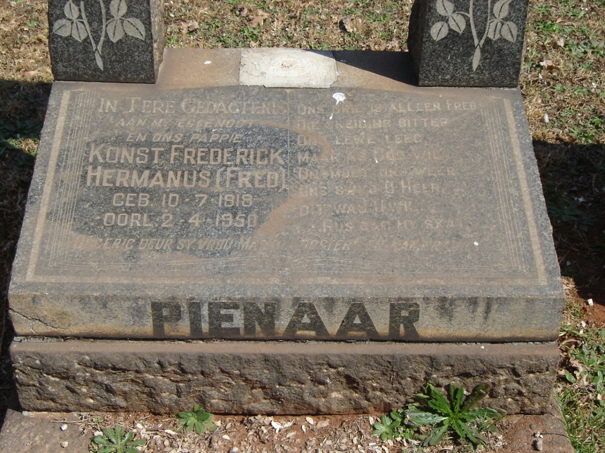 PIENAAR Frederick Hermanus 1918-1950