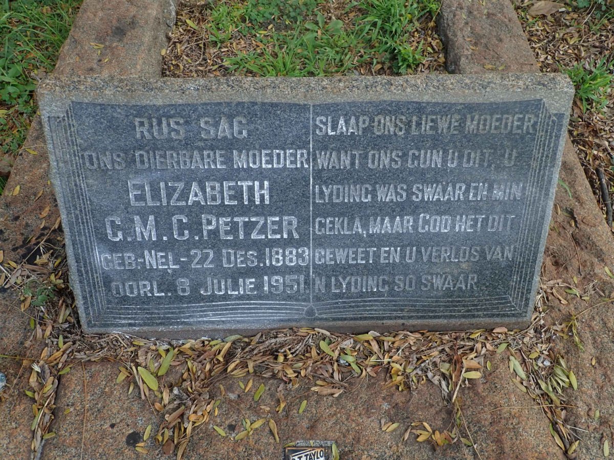 PETZER Elizabeth G.M.C. 1883-1951