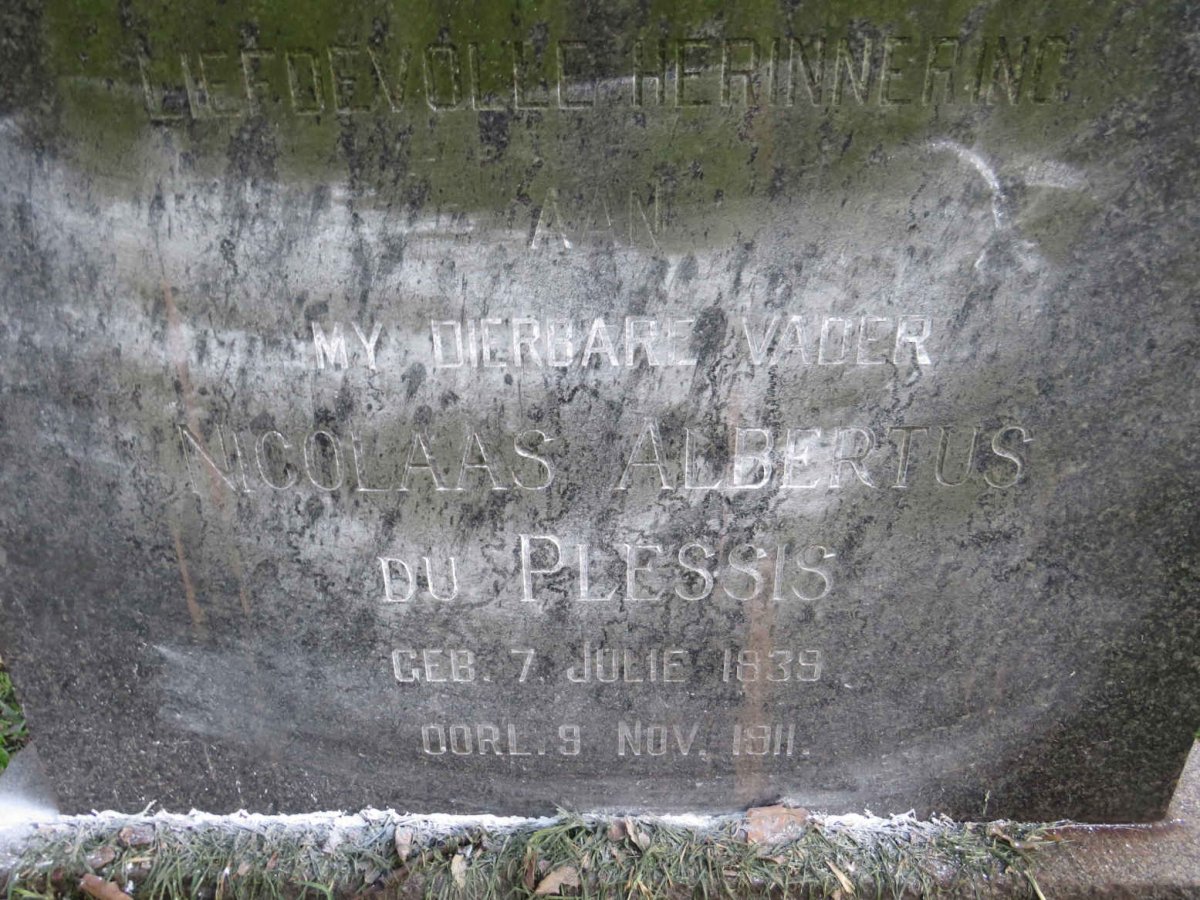 PLESSIS Nicolaas Albertus, du 1839-1911