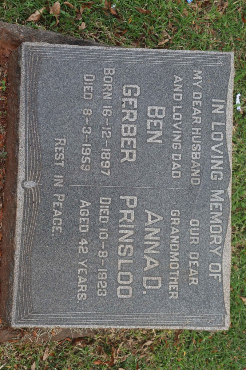 PRINSLOO Anna D. - 1923 :: GERBER Ben 1897-1959 