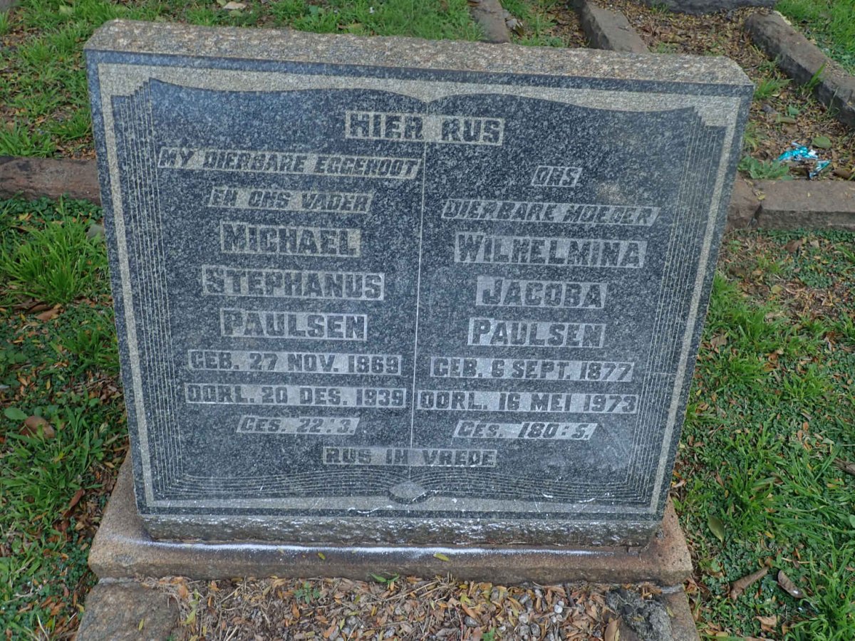 PAULSEN Michael Stephanus 1869-1939 &amp; Wilhelmina Jacoba 1877-1973