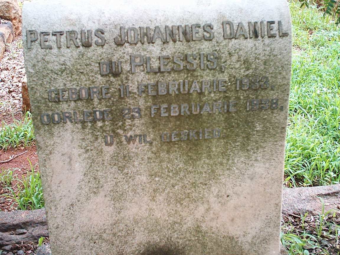 PLESSIS Petrus Johannes Daniel, du 1933-1938