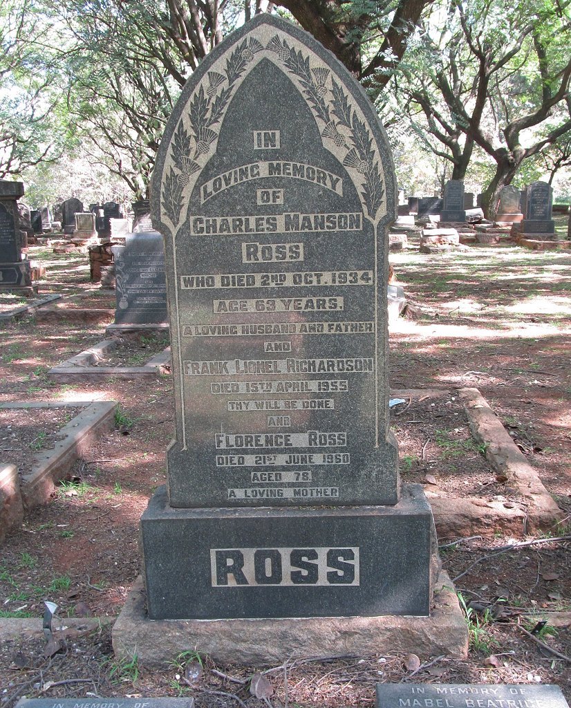 ROSS Charles Manson -1934 :: ROSS Frank Lionel Richardson -1955 :: ROSS Florence -1960
