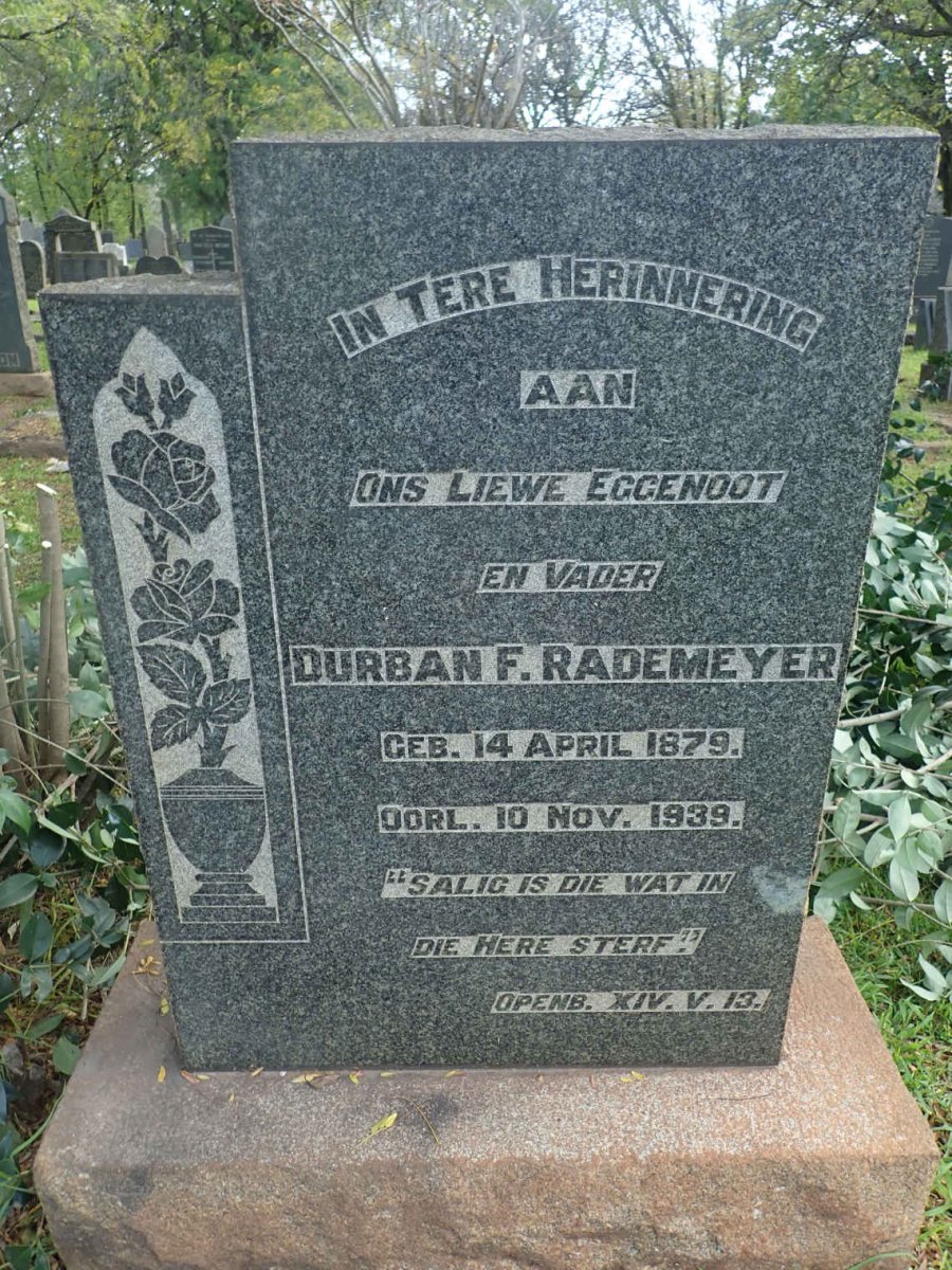 RADEMEYER Durban F. 1879-1939
