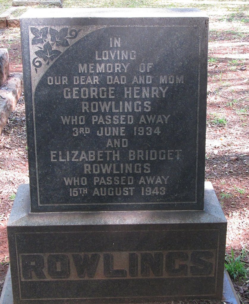 ROWLINGS George Henry -1934 &amp; Elizabeth Bridget -1934