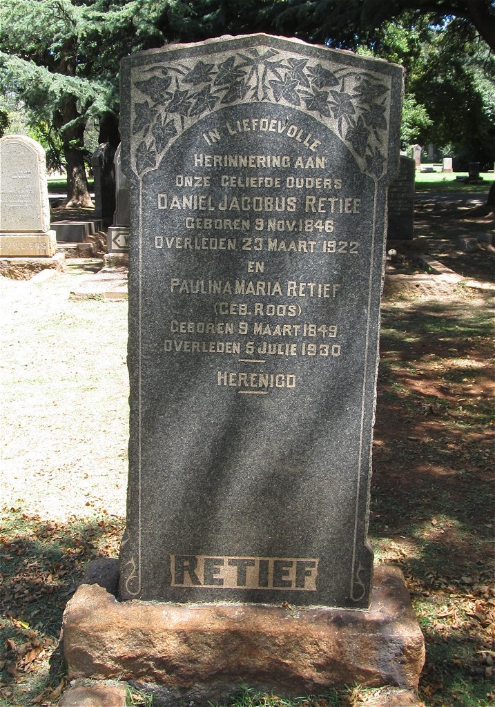 RETIEF Daniel Jacobus 1846-1922 &amp; Paulina Maria ROOS 1849-1930