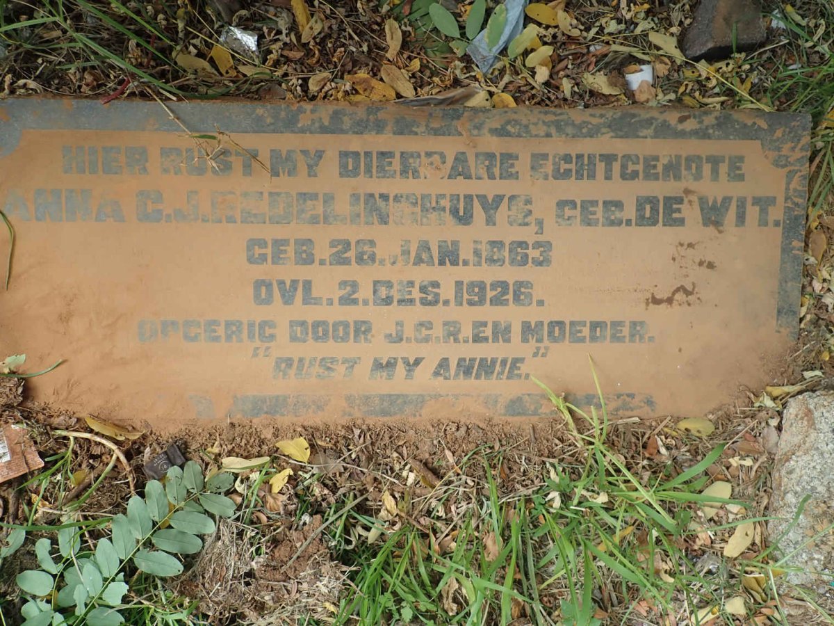 REDELINGHUYS Anna C.J. nee DE WIT 1863-1926