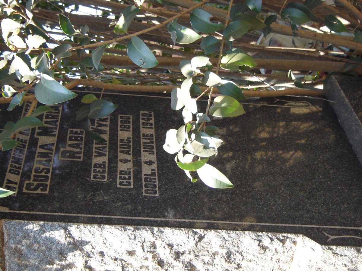 RABE Susana Maria nee VAN WYK 1880-1940