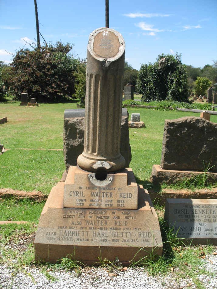 REID Walter 1866-1933 &amp; Harriett Hare HARRIS 1869-1958 :: REID Cyril Walter 1893-1927