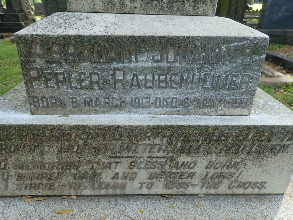 RAUBENHEIMER Abraham Johannes Pepler 1913-1939