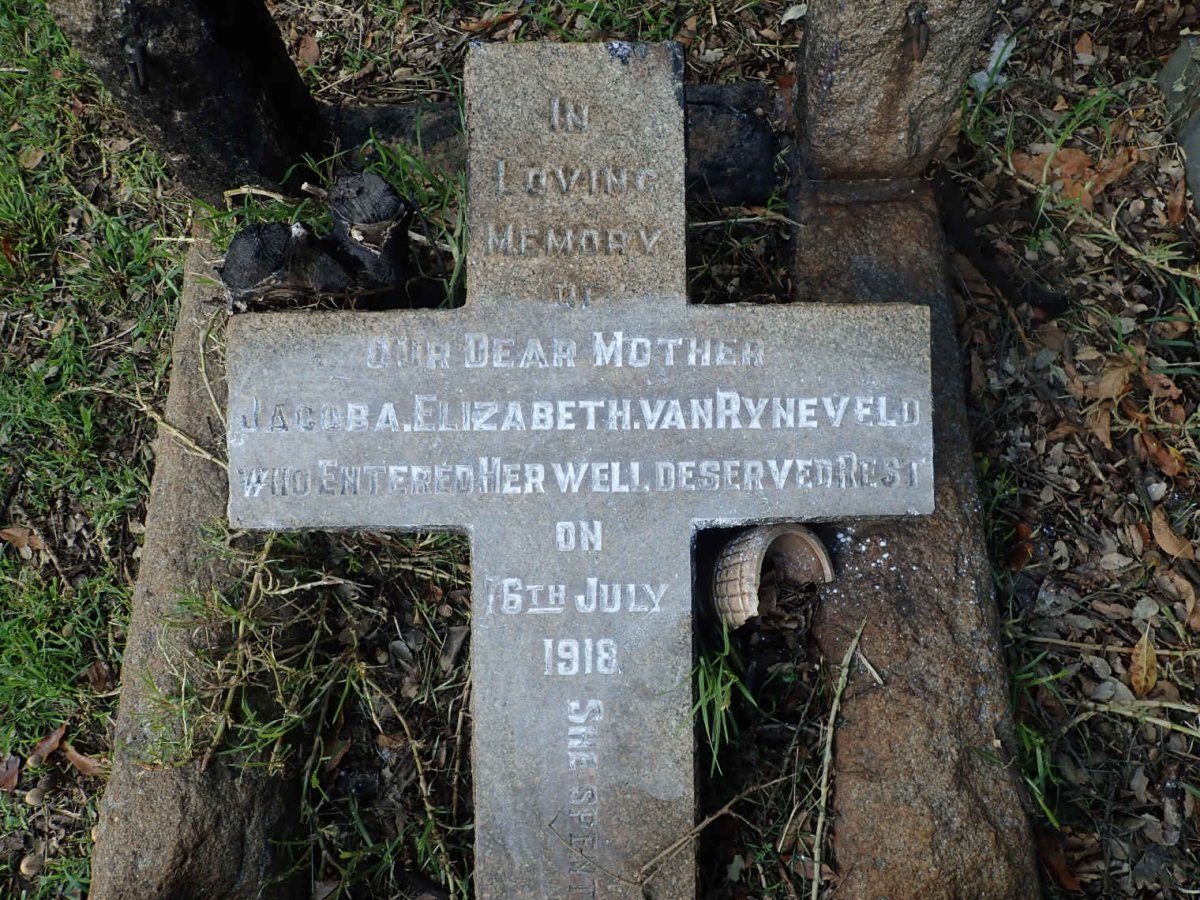 RYNEVELD Jacoba Elizabeth, van -1918