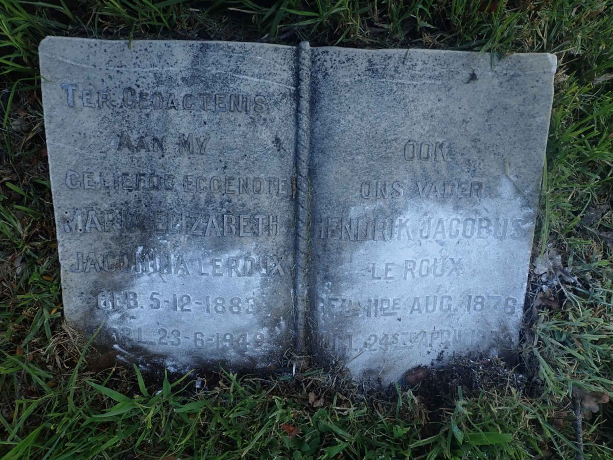 ROUX Hendrik Jacobus, le 1876-1954 &amp; Maria Elizabeth Jacomina 1883-1949